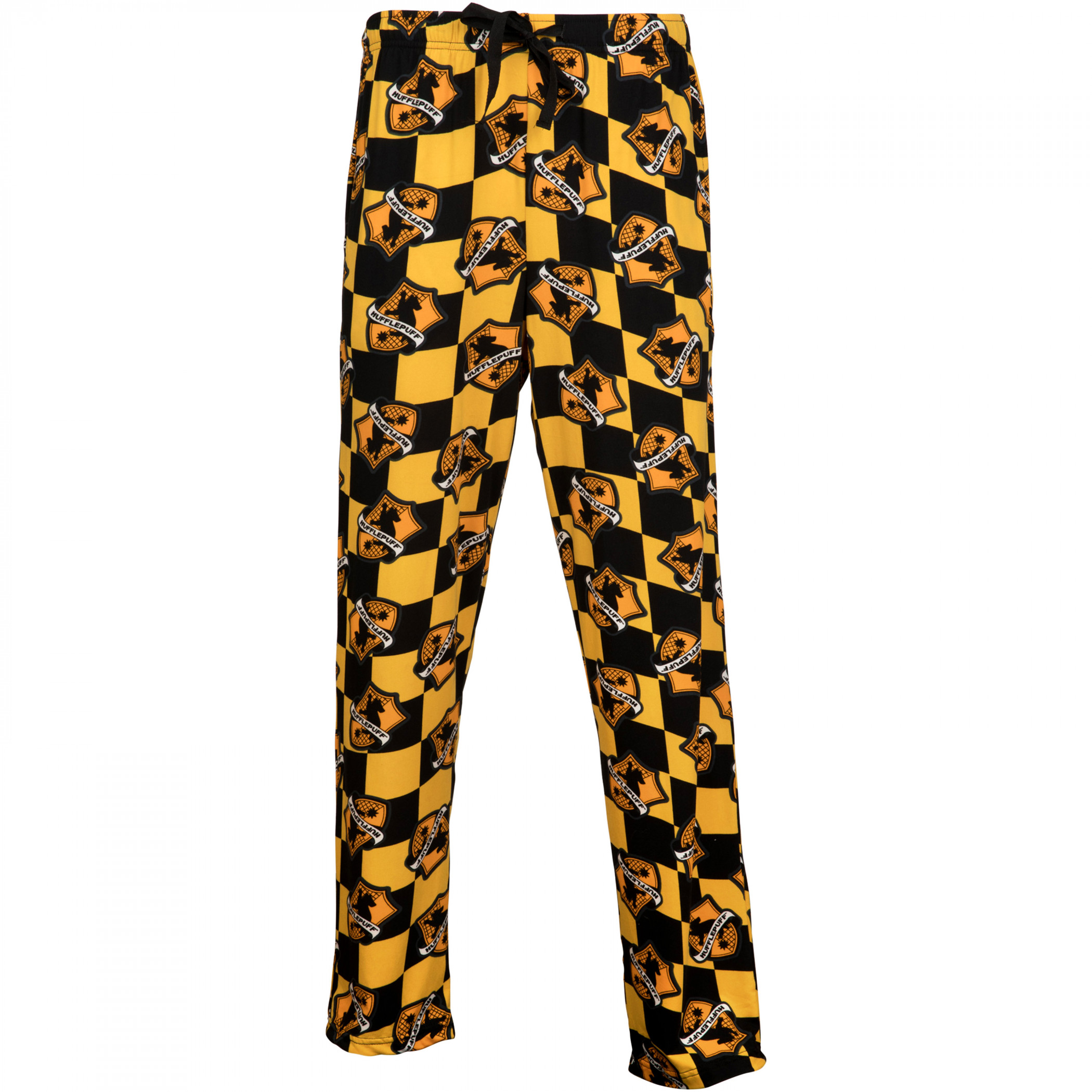 Harry Potter Hufflepuff House Crest Checkered Sleep Pants Yellow